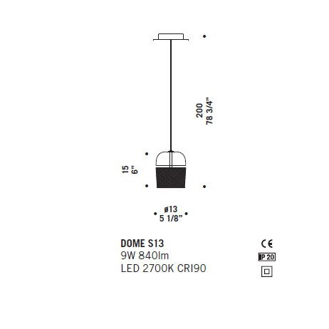 Подвесной светильник De Majo DOME S13 ED 0DOME0S11 Подвесной светильник De Majo DOME S13 ED 0DOME0S11