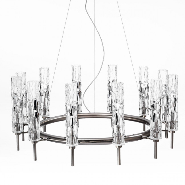 Люстра IDL Bamboo 497/12 satin black nickel / transparent Murano Glass Люстра IDL Bamboo 497/12 satin black nickel / transparent Murano Glass