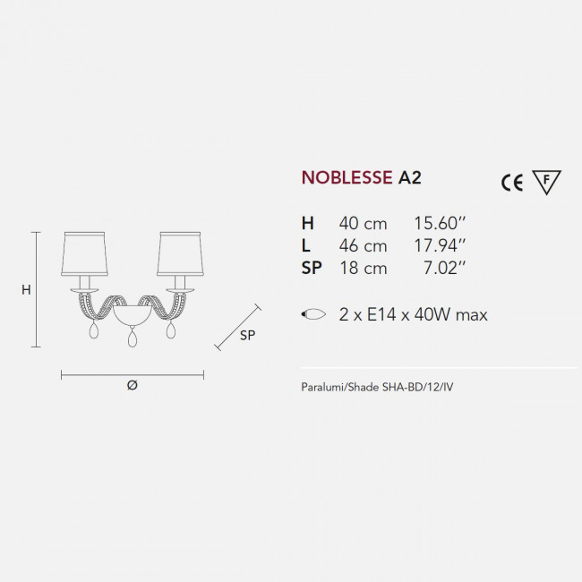 Бра Masiero Noblesse A2 V13 / SHA-BD/14/IV