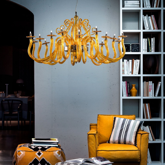 Люстра Euroluce Yncanto L8+8 Amber Люстра Euroluce Yncanto L8+8 Amber