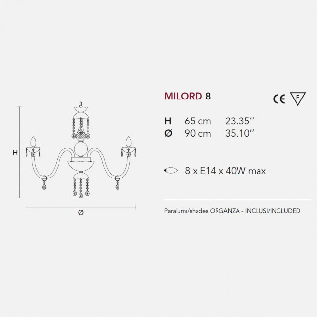 Люстра Masiero Milord 8 VV White / ORG/12/WH Люстра Masiero Milord 8 VV White / ORG/12/WH