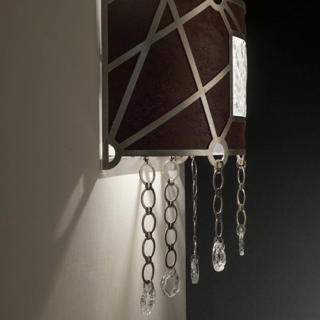 Настенный светильник Masca Vision 1877/A1 Argento patinato / Brown leather Настенный светильник Masca Vision 1877/A1 Argento patinato / Brown leather