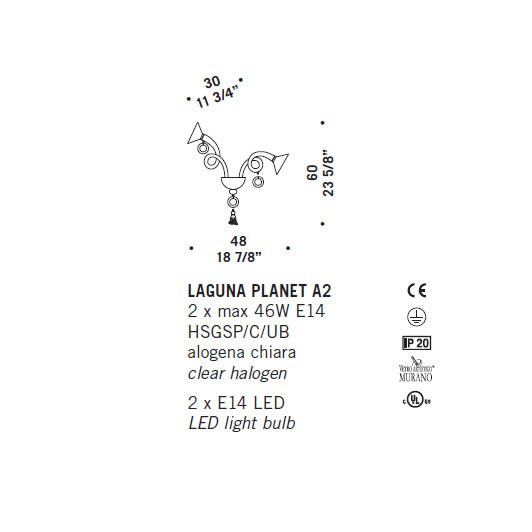 Бра De Majo LAGUNA PLANET A2 0LAGU0A29 Бра De Majo LAGUNA PLANET A2 0LAGU0A29