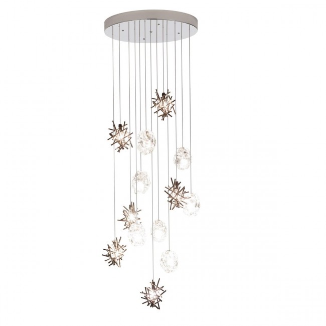 Потолочный светильник IDL Stardust 608R/7+6 pure steel + transparent and pure steel