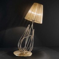 Настольная лампа IDL Flame 524/1L antique bronze+nickel brown organza Настольная лампа IDL Flame 524/1L antique bronze+nickel brown organza
