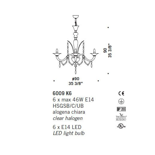 Люстра De Majo 6009 K6 060090K06 white Люстра De Majo 6009 K6 060090K06 white