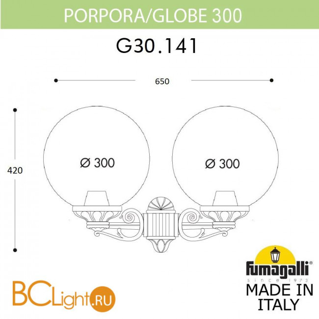 Уличный настенный светильник Fumagalli Globe 300 G30.141.000.AXE27