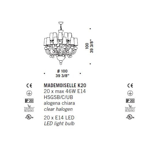 Люстра De Majo MADEMOISELLE K20 0MADE0K21 white Люстра De Majo MADEMOISELLE K20 0MADE0K21 white