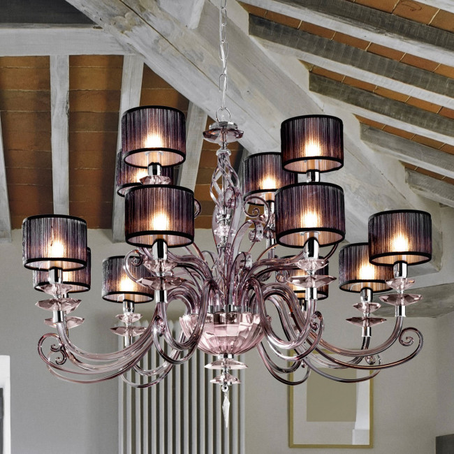 Люстра Euroluce Alicante L8+4 silver Fume SHADE Люстра Euroluce Alicante L8+4 silver Fume SHADE