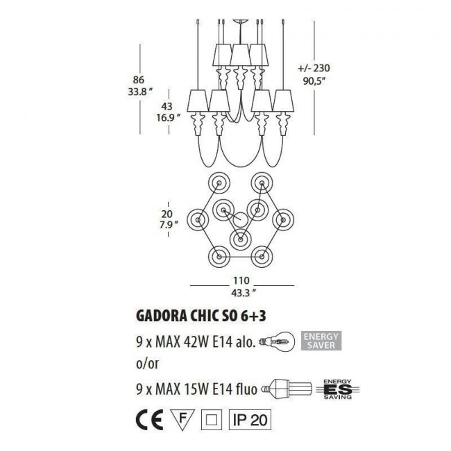 Люстра Evi Style Gadora Chic SO 6+3 ES0625SO04CRAL Люстра Evi Style Gadora Chic SO 6+3 ES0625SO04CRAL