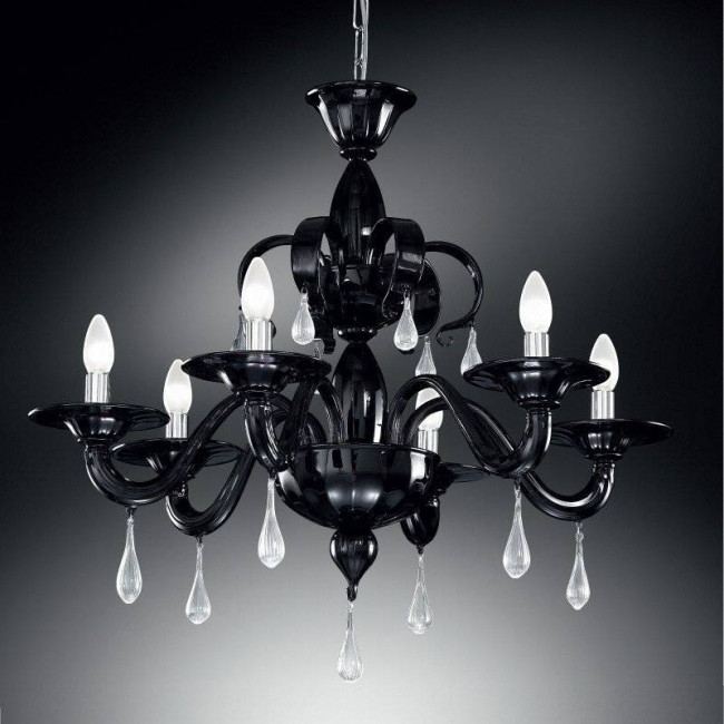 Люстра Vetri Lamp 1184/6 Nero/Gocce cristallo Люстра Vetri Lamp 1184/6 Nero/Gocce cristallo