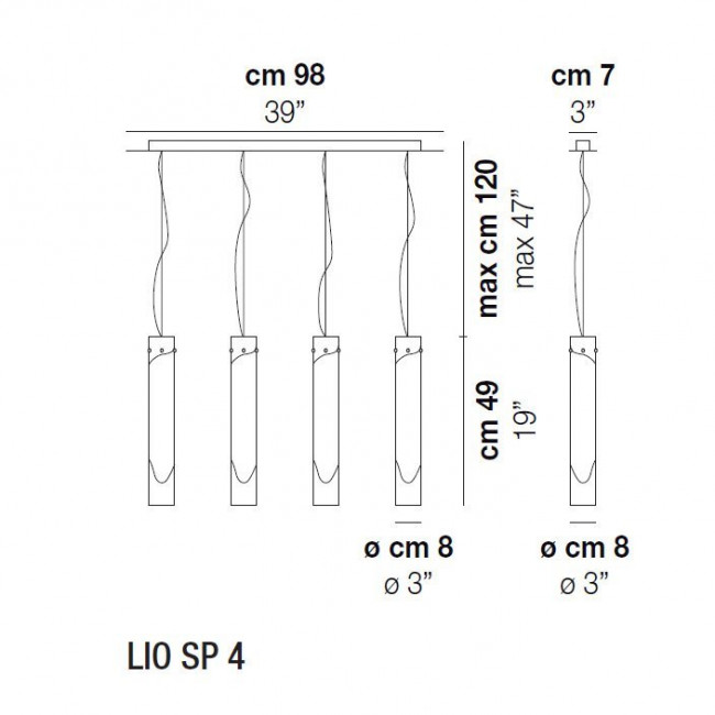 Подвесной светильник Vistosi Lio SP 4 E27 CR/BC NI