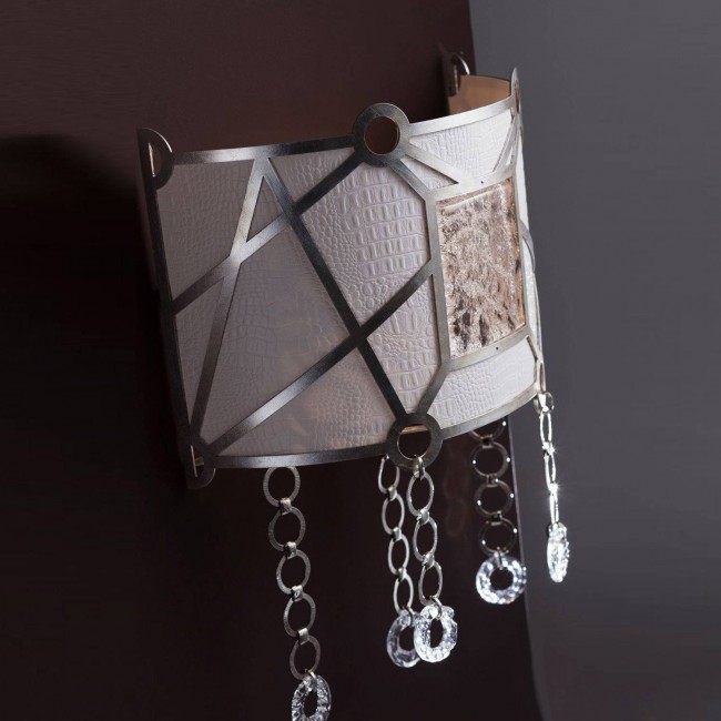 Настенный светильник Masca Vision 1877/A1 Argento patinato / White leather Настенный светильник Masca Vision 1877/A1 Argento patinato / White leather