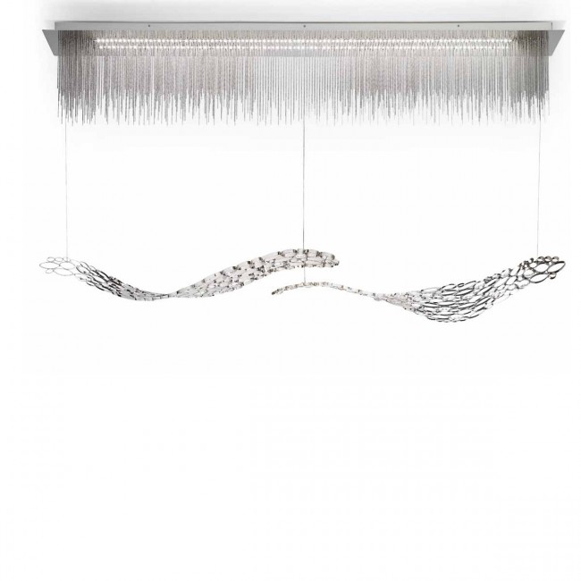 Подвесной светильник IDL Chrysalis 448/2000LED pure steel with satin nickel chains Подвесной светильник IDL Chrysalis 448/2000LED pure steel with satin nickel chains