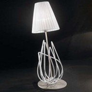 Настольная лампа IDL Flame 524/1L velvet white + satin nickel / white organza Настольная лампа IDL Flame 524/1L velvet white + satin nickel / white organza