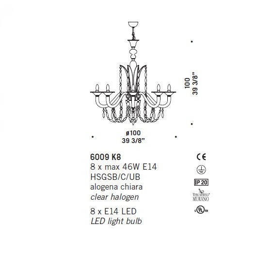 Люстра De Majo 6009 K8 060090K08 red Люстра De Majo 6009 K8 060090K08 red
