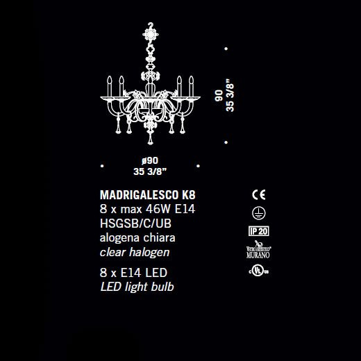 Люстра De Majo MADRIGALESCO K8 0MADR0K08 Люстра De Majo MADRIGALESCO K8 0MADR0K08