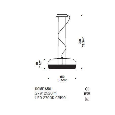 Подвесной светильник De Majo DOME S50 ED 0DOME0S40 Подвесной светильник De Majo DOME S50 ED 0DOME0S40