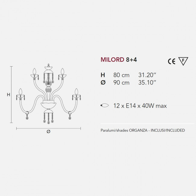 Люстра Masiero Milord 8+4 VV Black / ORG/12/BK Люстра Masiero Milord 8+4 VV Black / ORG/12/BK