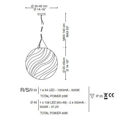 Подвесной светильник La Murrina Ganimede S/R LED 35 DD-3S Подвесной светильник La Murrina Ganimede S/R LED 35 DD-3S