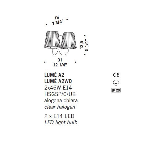 Бра De Majo LUME A2 0LUME0A20 Бра De Majo LUME A2 0LUME0A20