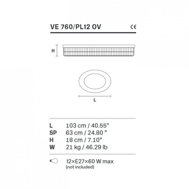 Потолочный светильник Masiero Impero & Deco VE 760/PL 12 OV Cut Потолочный светильник Masiero Impero & Deco VE 760/PL 12 OV Cut