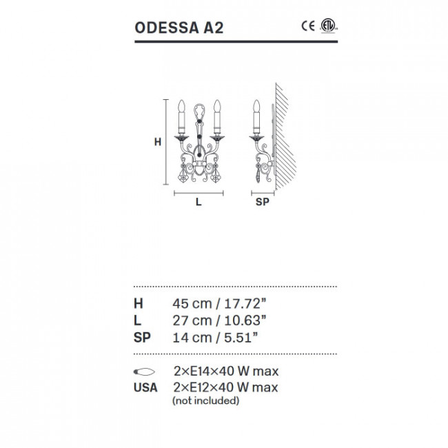 Бра Masiero Odessa A2 G03 Cut