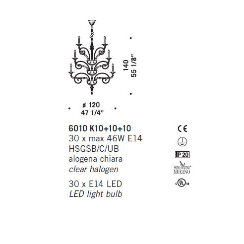 Люстра De Majo 6010 K10+10+10 060100K30 gold Люстра De Majo 6010 K10+10+10 060100K30 gold