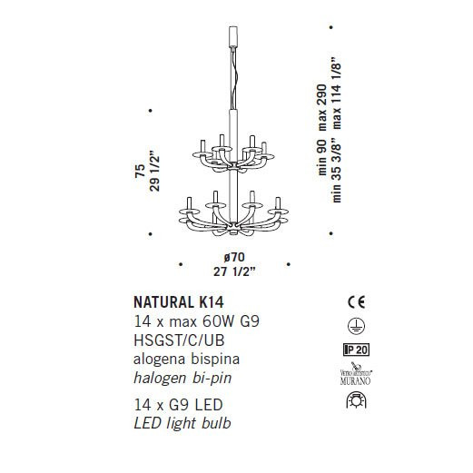 Люстра De Majo NATURAL K14 0NATU0K20 Люстра De Majo NATURAL K14 0NATU0K20