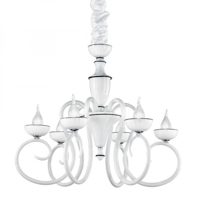 Люстра IDL Baroque 449/6 white Murano glass with black profiles Люстра IDL Baroque 449/6 white Murano glass with black profiles