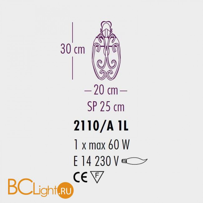 Бра Bellart Gemini 2110/A1L 05/V01 Бра Bellart Gemini 2110/A1L 05/V01
