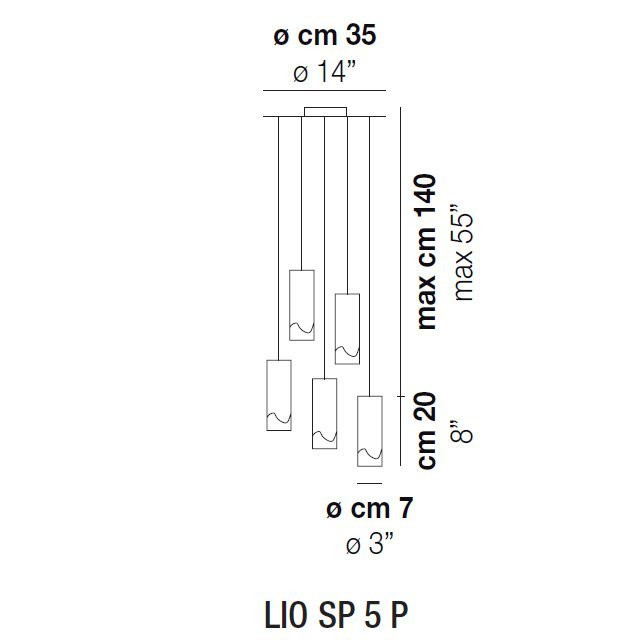 Подвесной светильник Vistosi Lio SP 5 P ALO CR/BC NI