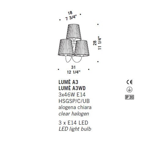 Бра De Majo LUME A3 0LUME0A30 Бра De Majo LUME A3 0LUME0A30