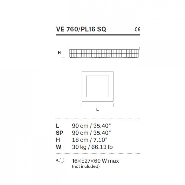 Потолочный светильник Masiero Impero & Deco VE 760/PL 16 SQ Cut Потолочный светильник Masiero Impero & Deco VE 760/PL 16 SQ Cut