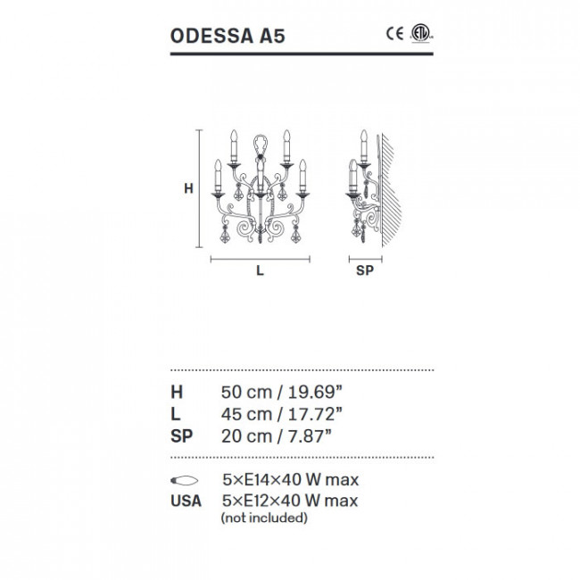 Бра Masiero Odessa A5 G03 Cut