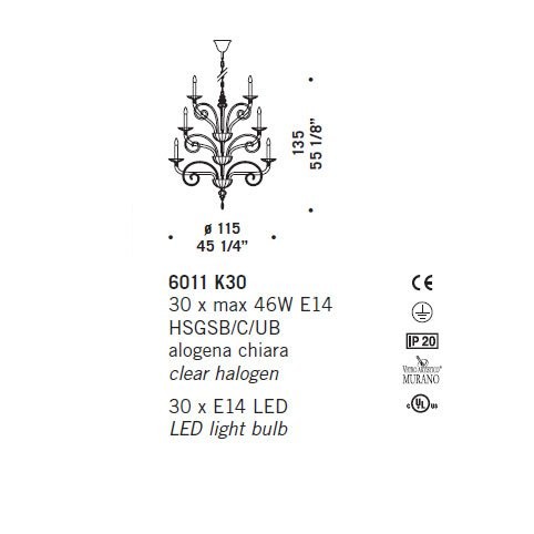 Люстра De Majo 6011 K30 060110K30 black Люстра De Majo 6011 K30 060110K30 black