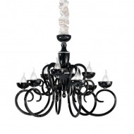 Люстра IDL Baroque 449/6+3 black Murano glass with white profiles Люстра IDL Baroque 449/6+3 black Murano glass with white profiles