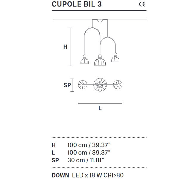 Подвесной светильник Masiero Cupole BIL 3 V54 Подвесной светильник Masiero Cupole BIL 3 V54