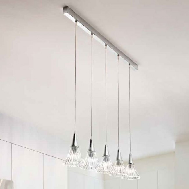 Подвесной светильник Renzo Del Ventisette Ohlala BIN14490/5 DEC. cromo CRISTALLO TRASPARENTE Подвесной светильник Renzo Del Ventisette Ohlala BIN14490/5 DEC. cromo CRISTALLO TRASPARENTE