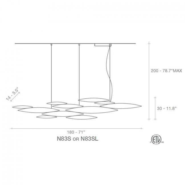 Подвесной светильник Terzani I Lucci Argentati N83S H4 C8 L