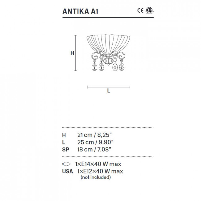 Настенный светильник Masiero Antika A1 G15