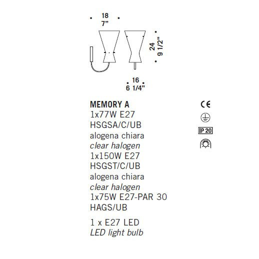 Бра De Majo MEMORY A 0MEMO0A13 Бра De Majo MEMORY A 0MEMO0A13