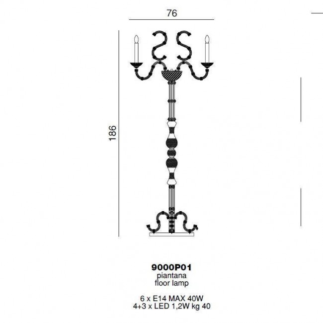 Торшер Beby Queen of Roses 9000P01 Light gold Swarovski Plaque Торшер Beby Queen of Roses 9000P01 Light gold Swarovski Plaque