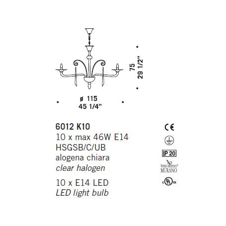 Люстра De Majo 6012 K10 060120K10 cristallo Люстра De Majo 6012 K10 060120K10 cristallo