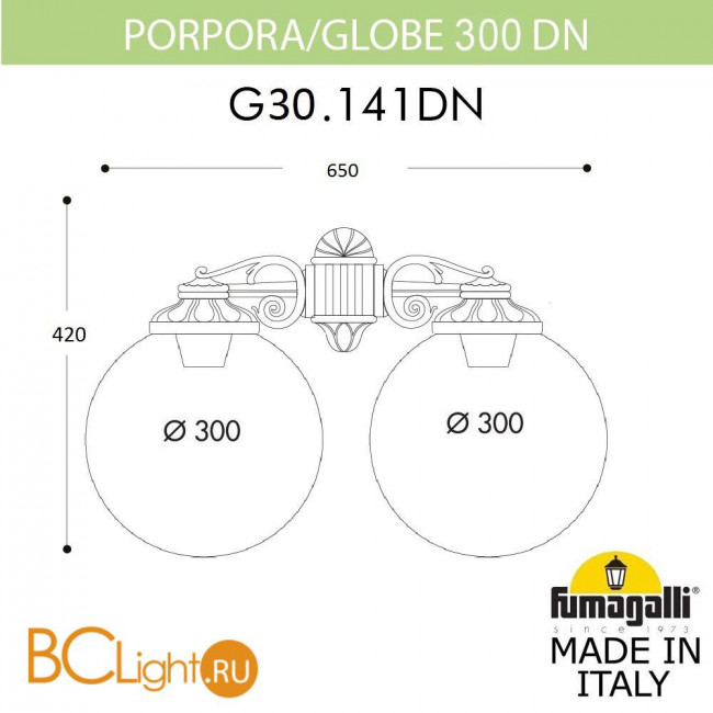 Уличный настенный светильник Fumagalli Globe 300 G30.141.000.AYE27DN