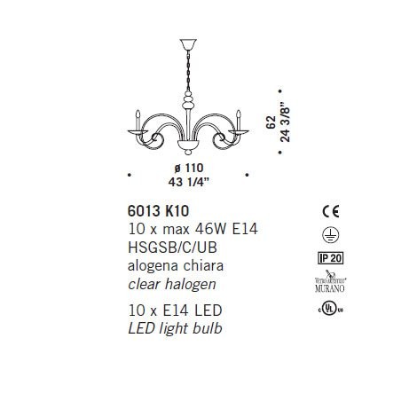 Люстра De Majo 6013 K10 060130K10 cristallo Люстра De Majo 6013 K10 060130K10 cristallo