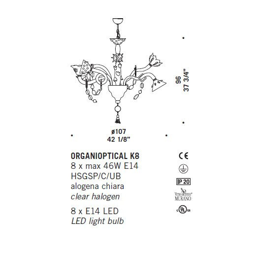 Люстра De Majo ORGANIOPTICAL K8 0ORGA0K18 Люстра De Majo ORGANIOPTICAL K8 0ORGA0K18