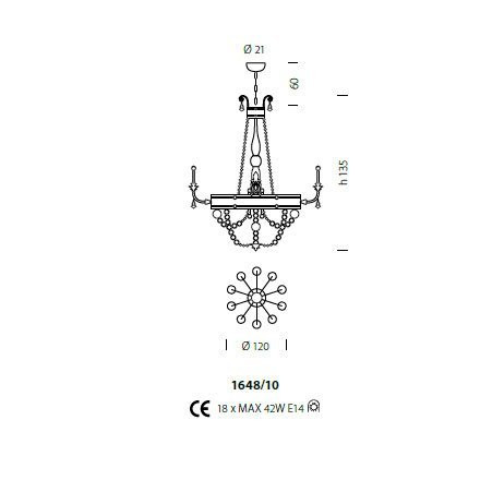 Люстра Sylcom Impero 1648/10 BRU ORO + TOP 1648 ORO
