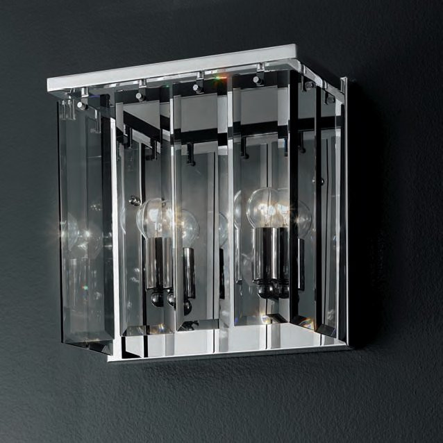 Настенный светильник IDL Roma 359/2A chrome / smoke grey with engraving Настенный светильник IDL Roma 359/2A chrome / smoke grey with engraving