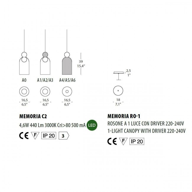 Подвесной светильник Evi Style Memoria C2-A2 / RO1 ES0264SO22A2L3+ES0260RO06 Подвесной светильник Evi Style Memoria C2-A2 / RO1 ES0264SO22A2L3+ES0260RO06